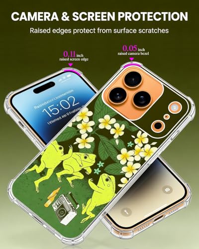 Dancing Frogs Phone Case Compatible with iPhone 17 Pro, Hippie Trippy Toad Phone Cover for iPhone 17 Pro - color: Cute Frog