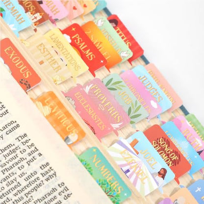 Bible Tabs for Women, 66 Large Print Laminated Bibles Chapters Index Tabs and 39 Blank Dividers Sticky Labels, Icon of Bible Study Supplies, Journaling Accessories, Christian Gifts for Men - style: Bible Icon