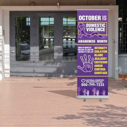 Ceenna 24 x 63 Inch Domestic Violence Awareness Retractable Banners - style: Domestic Violence Awareness