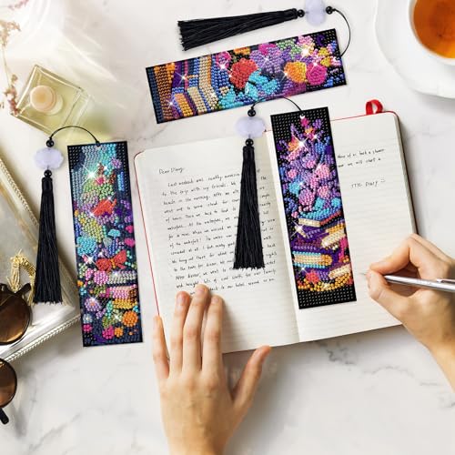 8 Pieces Christian Bible Verse Diamond Art Bookmarks 5d Christian Beaded Bookmark Acrylic Tassel Bookmark for DIY Making Beginners Adults Arts Craft Supplies (Book) - color: Book