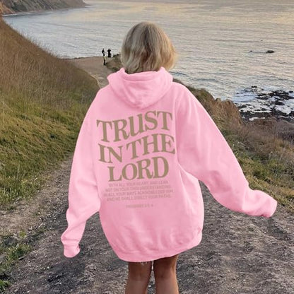 Tuislay Trust In The Lord Hoodie Christian Sweatshirts Women - color: Pink, size: XX-Large
