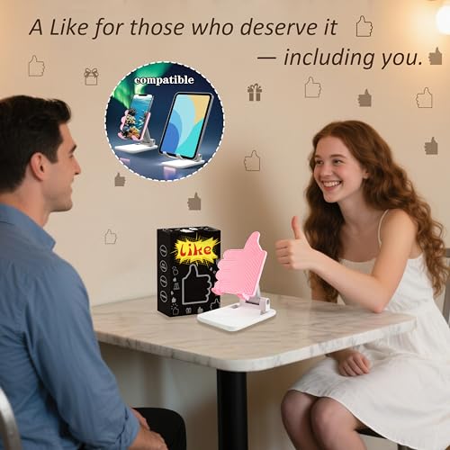 Father's Day Foldable Cell Phone Stand Non-Slip,Thumbs Up Adjustable Phone Holder with Silicone，Portable Phone Stand for Desktop Compatible with All Mobile Phones (Pink) - color: pink 1p