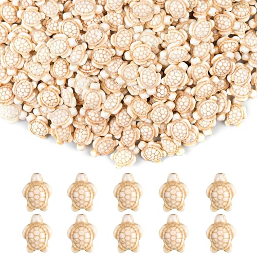 100Pcs White Turquoise Turtle Gemstone Spacer Beads for Jewelry Making - color: White Turtle 14x18mm