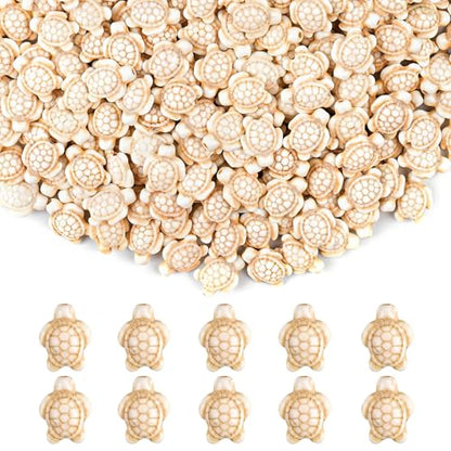 100Pcs White Turquoise Turtle Gemstone Spacer Beads for Jewelry Making - color: White Turtle 14x18mm