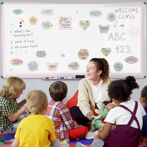 Bucherry Christian Bulletin Board Decorations Wildflowers Classroom Decor for Welcome Back God Says I Am Cutout Pastel Floral Inspirational Religious Board Sunday School Classroom Church Supplies - style: Pastel Floral