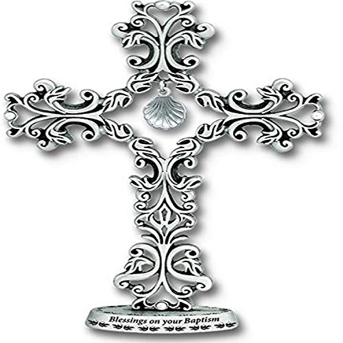 Cathedral Art (Abbey & CA Gift Blessings on Your Baptism Standing Cross, 5-Inch High, Silver - style: Baptism Blessings