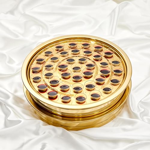 Zhehao 2 Pcs Communion Trays & Disposable Chalices Church Supplies, Gold - color: Gold