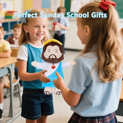 Jesus Plush Christianity Stuffed Animal - 13 Inch Kids' Blue Jesus Figurine Pillow Heart Embroidery for Christian Gifts - style: Blue Jesus Figurine