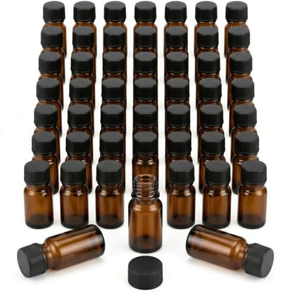 100Pcs 2ml Amber Glass Vials with Caps - Mini Essential Oil Sample Bottles (5/8 Dram) - Leak Proof UV Resistant Tiny Jars for Perfume Decants, Lab Reagents & Travel Samples - color: Amber, size: 2ML