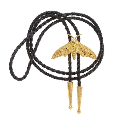 Western Cowboy Bolo tie for Men Women Gold Silver Death Skull Moth Cross Bolo Tie Christmas Deer Rooster Wolf Necktie Gift - color: 3# Gold Moon Moth