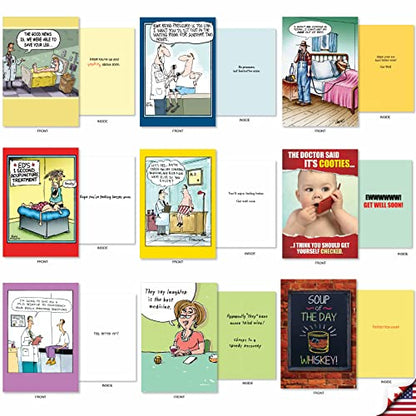 NobleWorks Funny Get Well Cards 36 Assorted Hysterical Bulk Box Set Greeting Cards Envelopes Mix Feel Better Variety Pack for Men, Women (36 Designs, 1 Each) Happy and Healthy AC2798GWG-B1x36 - style: Happy and Healthy