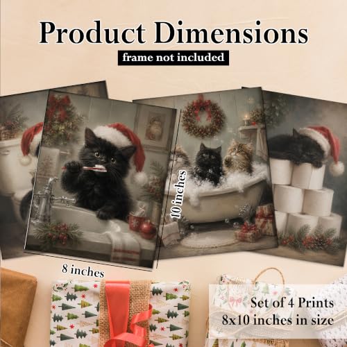 DOFQZ Funny Black Cat Christmas Bathroom Wall Art Prints 8x10 Set of 4 - color: 29Child, size: 8*10