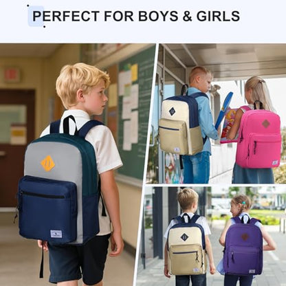 VX VONXURY Kids Backpack for School Travel,16.7 Inch Lightweight Bookbag - color: Inky Green Blue
