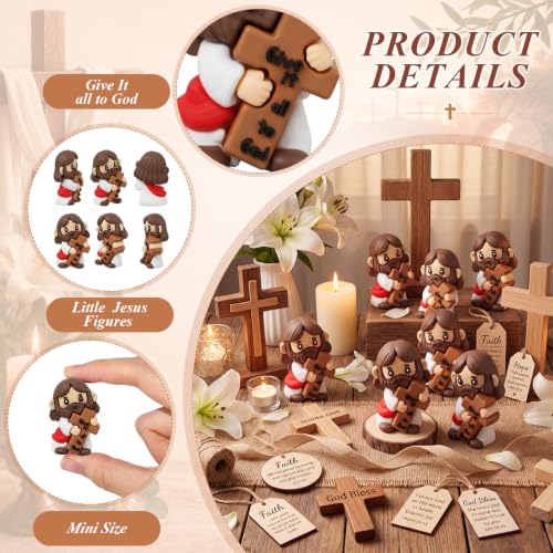 Junkin 40 Sets 1.57 Inch Little Jesus Figures Religious Christian Gifts - style: Give It All to God