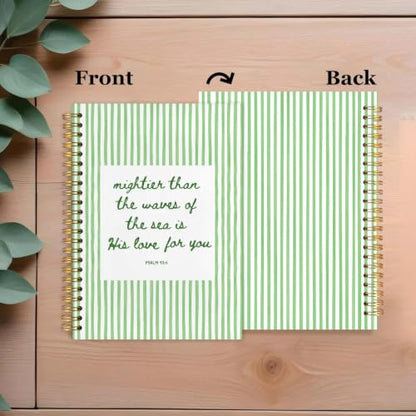 SAFDSGFDB Christian Psalm 93:4 Green Striped Notebook Journal 5.5x8.3 Inch - color: green