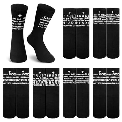 Shyyween 6 Pairs Christian Catholic Sock Bible Verse, Us 6-12 - color: Black