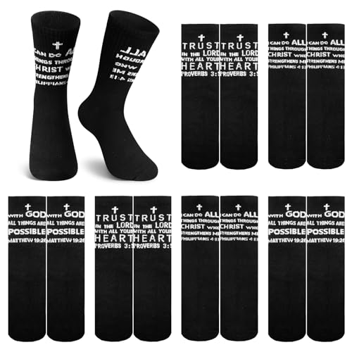 Shyyween 6 Pairs Christian Catholic Sock Bible Verse, Us 6-12 - color: Black