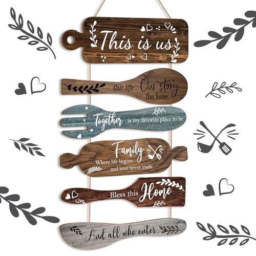 Geetery 6 Pcs Bless This Home Wood Sign This Is Us Wall Decor, Multicolor - color: Multicolored, style: This is Us