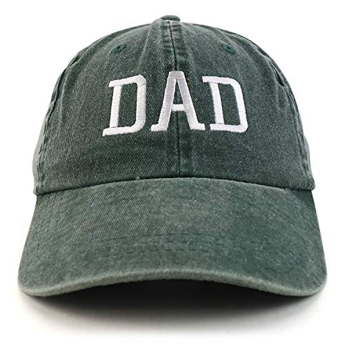 Trendy Apparel Shop Dad Embroidered Pigment Dyed Low Profile Cotton Cap - color: Dark Green