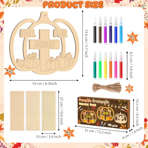 BeYumi Fall Wooden Pumpkin Craft - 20Pcs DIY Wooden Pumpkin Ornaments Craft Kit for Kids Make Your Own Christian Religious Fall for Jesus Craft with Gem Sticker Church Thanksgiving Party Decoration - style: Pumpkin