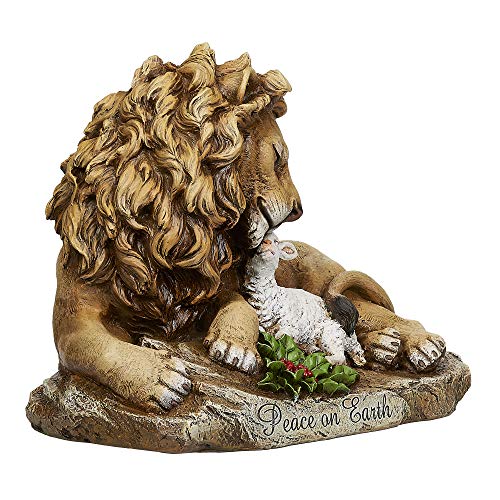 Joseph's Studio by Roman - Lion and Lamb Statue, 8.5" H, Christmas Collection, Resin and Stone, Decorative, Religious Gift, Durable, Long Lasting