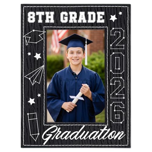 WaaHome 8th Grade Graduation Picture Frame for Girls Boys 2026 - 8th Grade Graduation Gifts for Teen Girls Boys Teenagers - 4x6 Black Middle School Grad Photo Frame Gifts for Daughter Son Grandson Room Decor - color: 7-Graduation 8th Grade Black 4x6