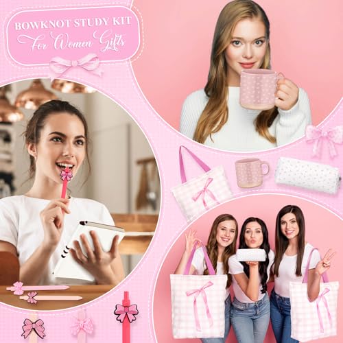 Reallnaive 25 Pcs Coquette Pink Bow Gift Set for Women Girl - color: Pink, style: Bow Tie