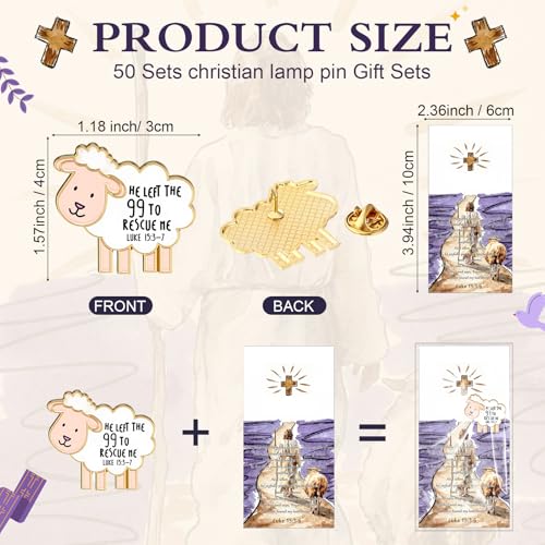 Hollowfly Christian Jesus Lamb Lapel Pins Bulk with Cards - style: Lamb