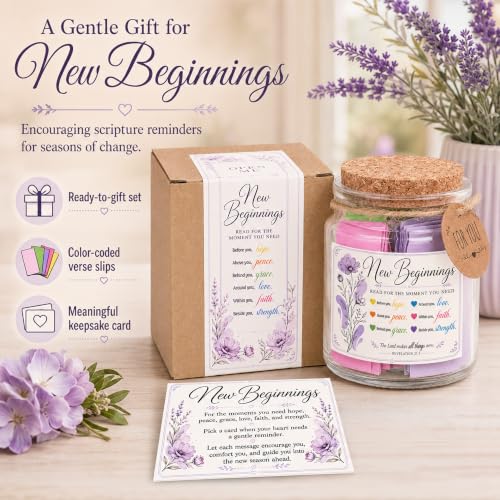 New Beginnings Bible Verse Jar, New Beginnings Gifts for Women, Coworker, Friends - color: Bible jar for new beginning