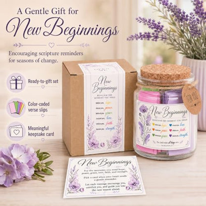 New Beginnings Bible Verse Jar, New Beginnings Gifts for Women, Coworker, Friends - color: Bible jar for new beginning
