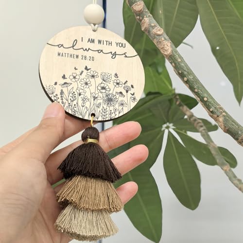 Christian Car Charm Cute Rear View Mirror Accessories for Women - color: Brown