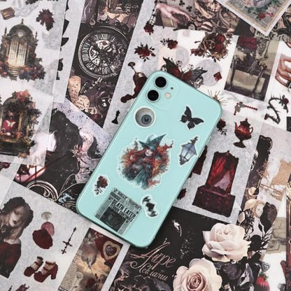 Halloween Gothic Ephemera Book, 50 Sheets Washi Stickers & Paper - color: 50 Gothic Sticker Paper Book