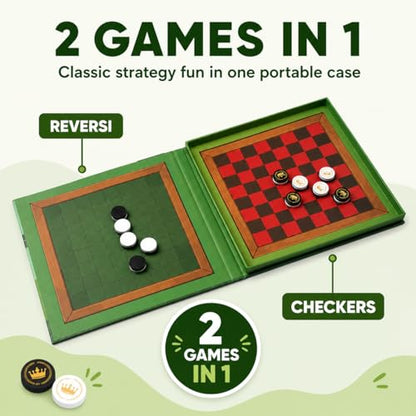 TRAVOFUN Magnetic Reversi and Checkers | Travel Games for Kids 8-12 - style: Checkers & Reversi
