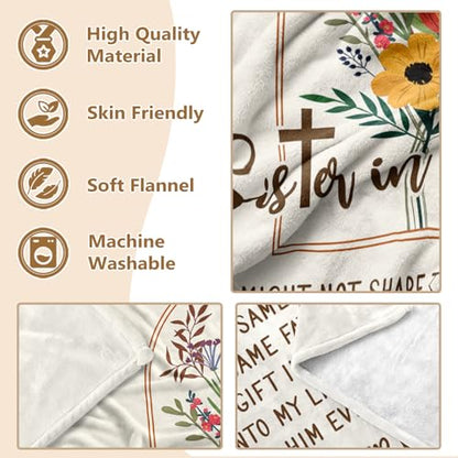 Sister in Christ Gifts Blanket, Christian Birthday Holiday Graduation Gifts for Sister, Sisters Gift from Sis, Soft Throw Blanket 60" x 50". - size: Sister