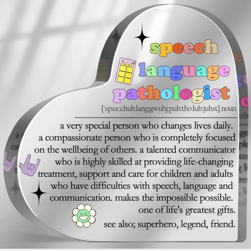 Speech Pathologist Gifts, Thank You Gifts for Speech Language Therapist, SLP Birthday Appreciation Gift for Women Men, Inspirational Desk Decorative Sign Plaque for Office Speech Room Decor - style: Speech Language Therapist 02