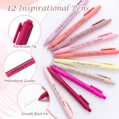 Mooliwe 24 Pcs Affirmation Notebooks Pens Bulk Gifts, Gratitude,Pink - style: Pink