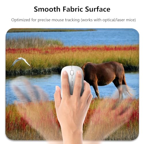 Brown Wild Horse in Autumn Wetlands Mouse Pad, Cute Durable Desk Mat - color: Color_DE0006XX