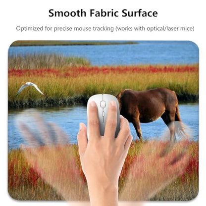 Brown Wild Horse in Autumn Wetlands Mouse Pad, Cute Durable Desk Mat - color: Color_DE0006XX