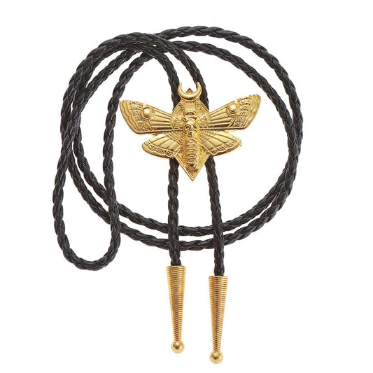 Western Cowboy Bolo tie for Men Women Gold Silver Death Skull Moth Cross Bolo Tie Christmas Deer Rooster Wolf Necktie Gift - color: 2# Gold Skull
