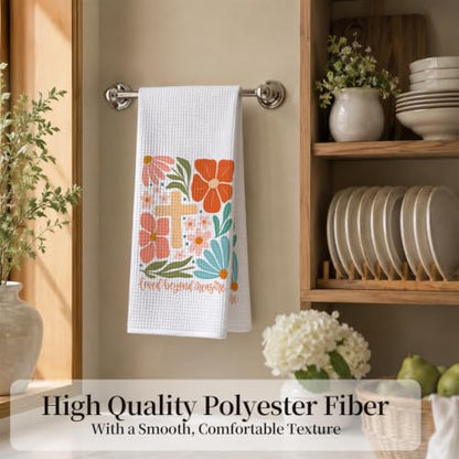 Boho Flower Christian Kitchen Hand Towels 16x24 Inch - color: Boho Flower