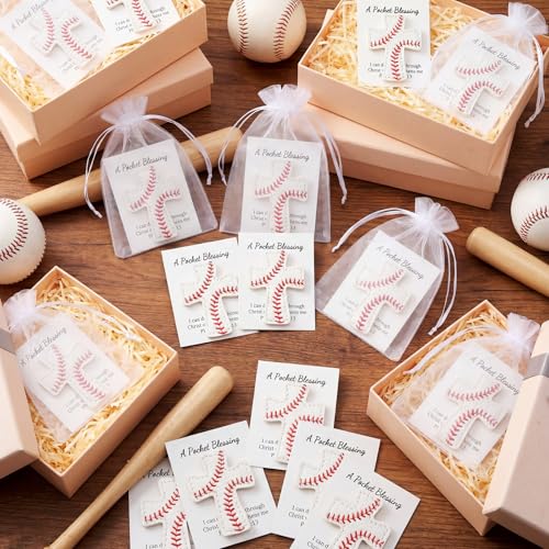 Hollowfly 12 Set Baseball A Pocket Blessing with Gift Cards and Organza Bags Cross Pockets Blessing Baseball Encouragement Gifts Christian Keepsake for Athletes Players Sports Lovers Team - style: Baseball Cross