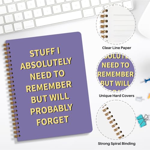 Funny Purple Office Spiral Notebook, Work Notebook for Women, 5.8x8.3 Inch - color: Funny Memory 02