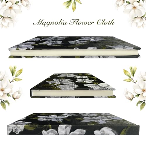 Flower Notebook, A5, 6x8, Hardcover, Lay Flat, Lined Paper, Ruled Page, Journal for Women, Writing Notebook, Pretty, Magnolia, Black, Birthday Gifts for Women, Mothers day Gifts - color: Peony Black
