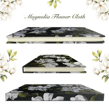 Flower Notebook, A5, 6x8, Hardcover, Lay Flat, Lined Paper, Ruled Page, Journal for Women, Writing Notebook, Pretty, Magnolia, Black, Birthday Gifts for Women, Mothers day Gifts - color: Peony Black