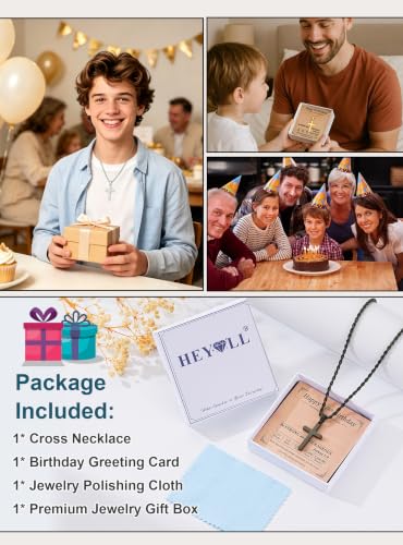 Birthday Gifts Cross Necklace for Boys 6-13 Years Old - color: Black