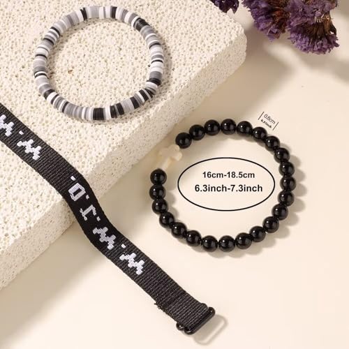 WWJD Bracelets Set WWJD Wristbands Christian Cross Bracelet Stackable Clay Bead Bracelets Stretch Glass Beaded Inspirational Christian Jewelry Gift for Couples Women Men - color: 3PCS Purple