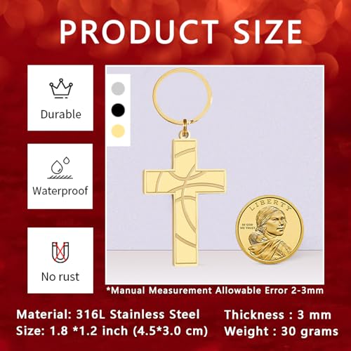 Football/Baseball/Soccer/Basketball Cross Keychain for Men Sport Gifts - color: Gold, style: Basketball-joshua 1:9