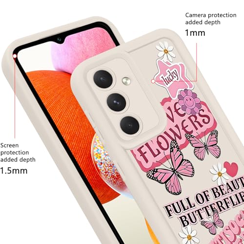 3 Pack Aesthetics Pink Butterfly Flower Phone Case for Samsung Galaxy A14 5G 6.6", Cute Daisy Rose Florals Heart Love Pattern Cases Artistic Soft TPU Bumper Protective Cover for Girls Women - color: Butterfly, size: for Samsung Galaxy A14 5G