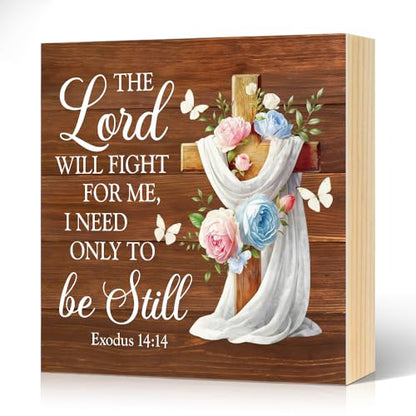 The Lord Will Fight for You Need Only To Be Still Wood Box Sign - color: brown008