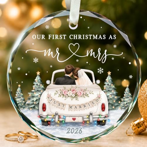 First Christmas Married Ornament 2026 - Wedding Mr and Mrs Ornaments 2026 - color: Married